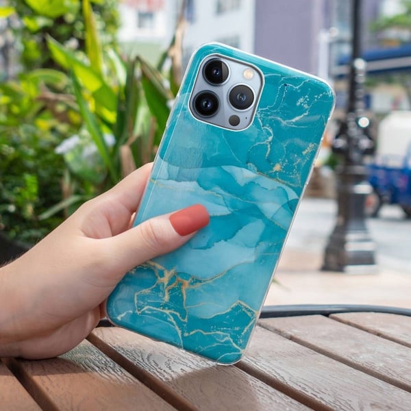 Marble iPhone 14 Pro Etui - Grønn