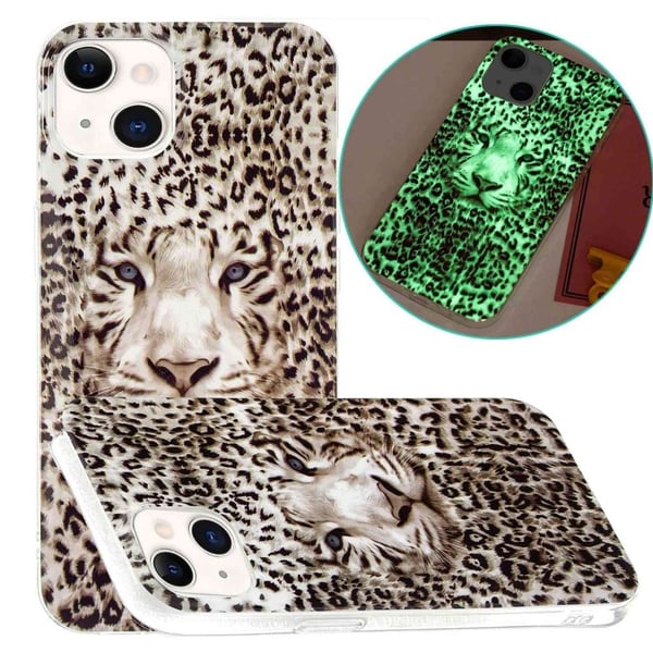 iPhone 14 6,1 tommer lysende noctilucent mønsterdesign IMD bagcover blødt fleksibelt etui anti-ridser anti-slid telefonetui - Brun