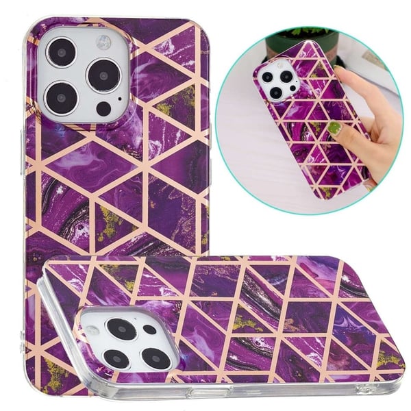 Marble iPhone 14 Pro Suojakotelo - Violetti