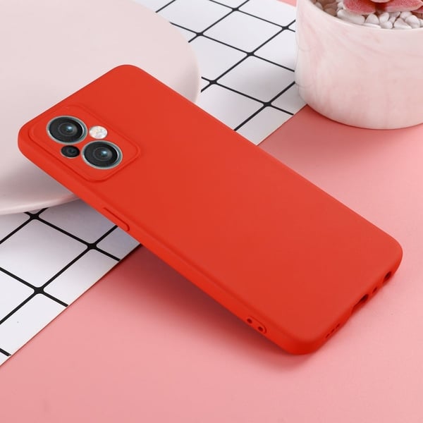 Matt OnePlus Nord N20 5G skal av flytande silikon - Röd
