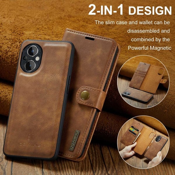 DG.Ming OnePlus Nord N20 5G 2-in-1 Pung Etui - Brun