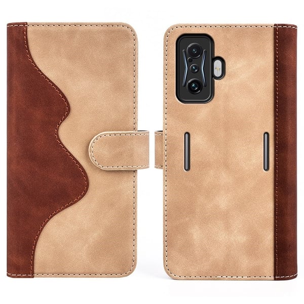 Tofarget lærdeksel for Xiaomi Poco F4 GT / Xiaomi Redmi K50 Gaming - Gul