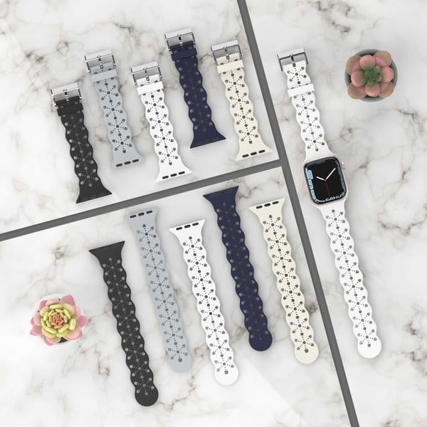 Apple Watch (41mm) urrem i silikone med blomstermønster - Gul