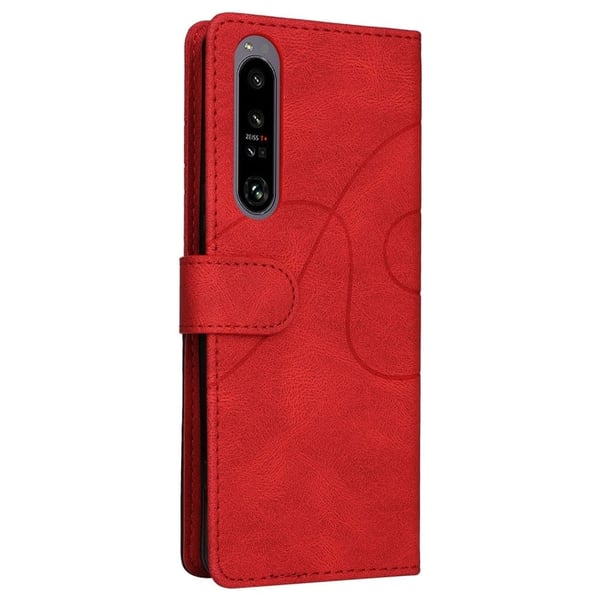 Teksturert læretui med stropp for Sony Xperia 1 IV - Rød