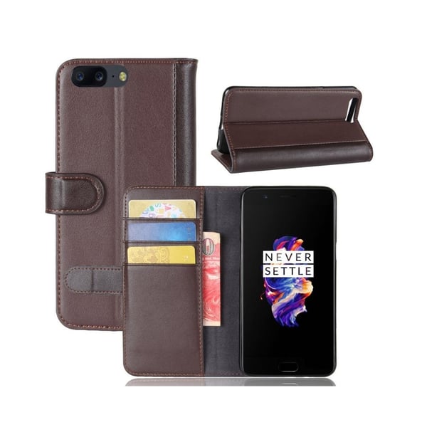 OnePlus 5 Etui laget av split lær og silikon – Brun