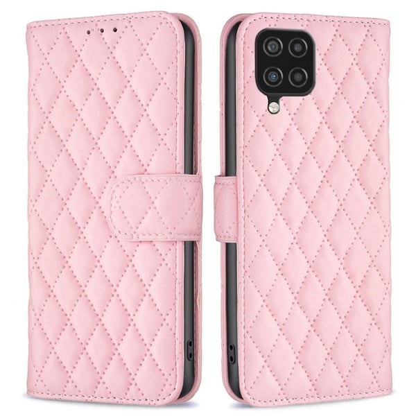 Rombemønster, matt flip-deksel for Samsung Galaxy A12 5G - Rosa