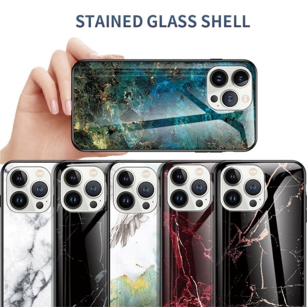Fantasy Marble iPhone 14 Pro Max Deksel - Smaragd Klinkekule