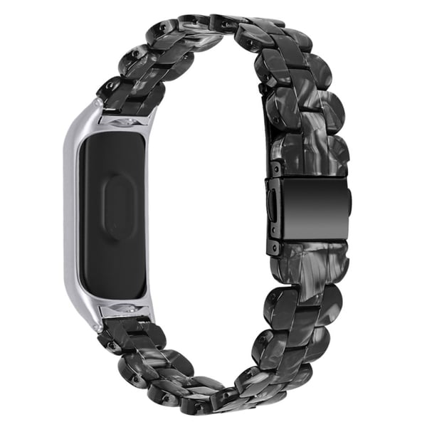 Xiaomi Mi Band 7 harpiks stil rustfritt stål klokkerem - Svart Blomst