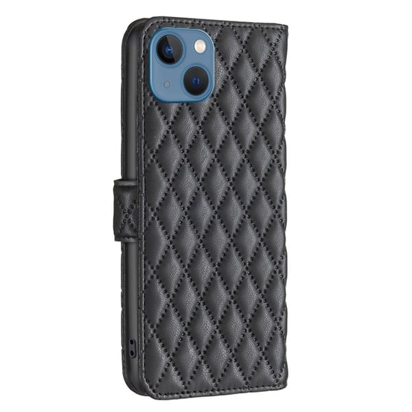 Rombuskuvioinen matta läppäkotelo iPhone 13 - Musta