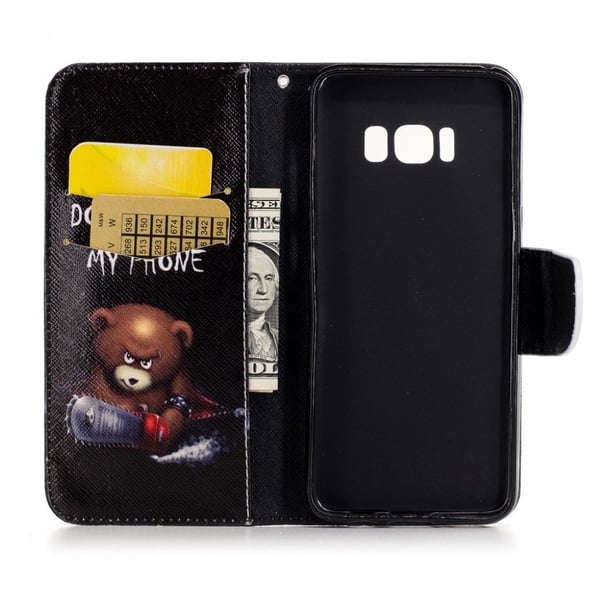 Samsung Galaxy S8 Mønstret Lær Flip Etui- Do Not Touch My Phone