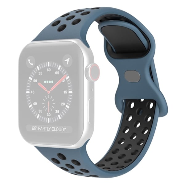 Apple Watch (41mm) dobbeltfarvet silikoneurrem - Blå / Sort Størrelse: S / M Apple Watch (41mm) dobbeltfarvet silikoneurrem - Blå / Sort Størrelse: S / M