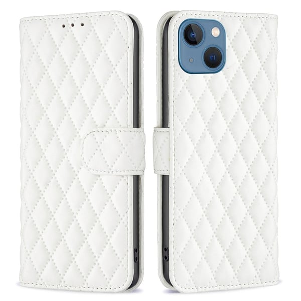 Rhombus mat iPhone 13 flip etui - Hvid