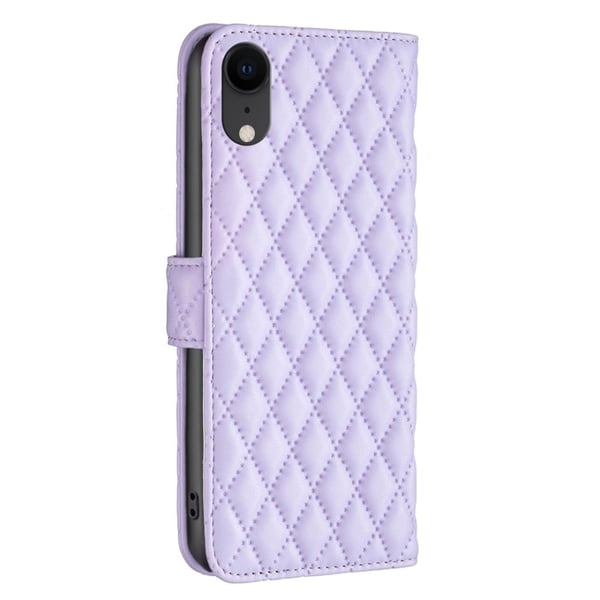 Rombemønster, matt flip-deksel for iPhone Xr - Lilla