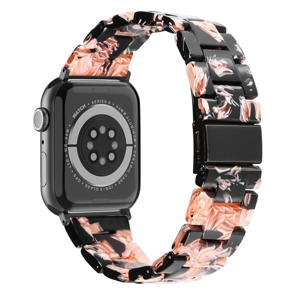 Apple Watch (41mm) urrem i resin-stil - Sort Pink Mix