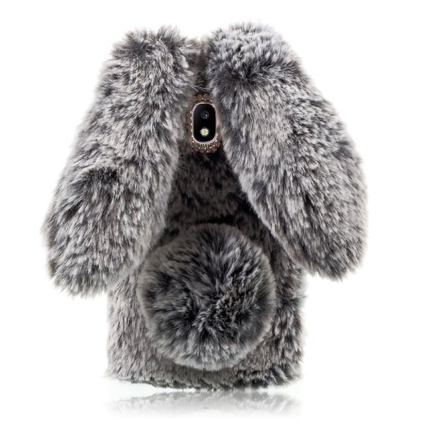 Fluffy Rabbit Samsung Galaxy J7 (2017) skal - Silver/Grå
