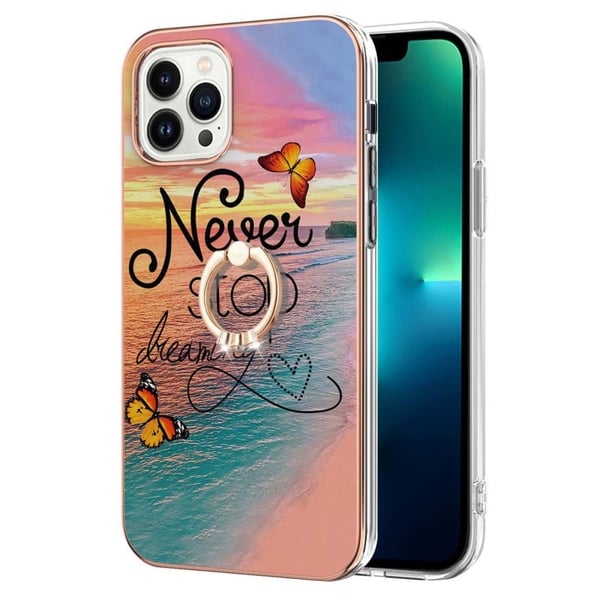 Marble Mønstret Deksel med Ring Holder til iPhone 14 Pro Max - Never Stop Dreaming