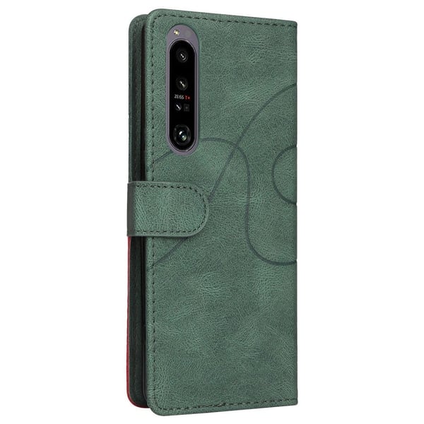 Teksturert læretui med stropp for Sony Xperia 1 IV - Grønn