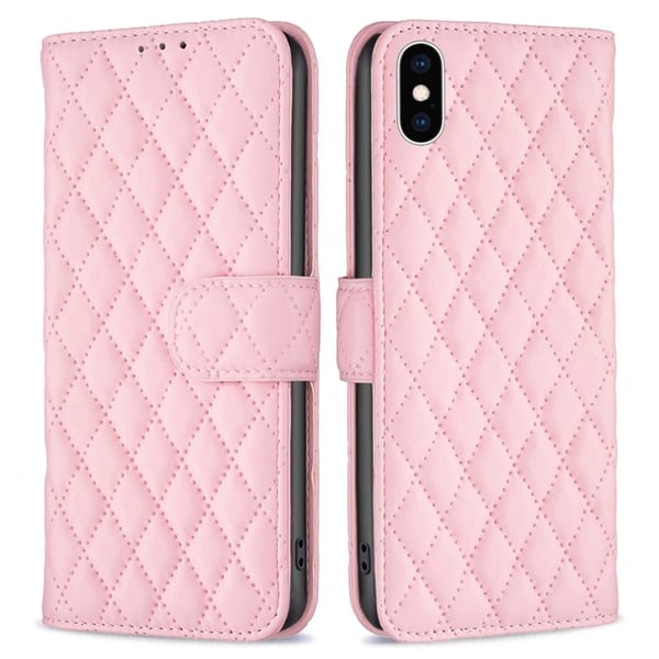 Matt iPhone Xs fodral med rombmönster - Rosa