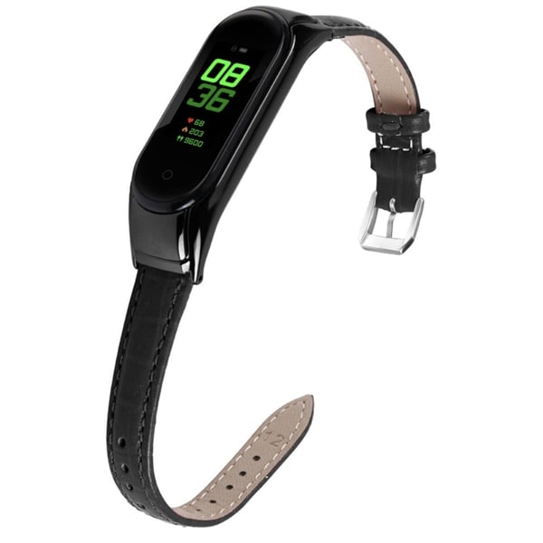 Xiaomi Mi Band 7 Toplags urrem i okselæder med sort cover - Sort