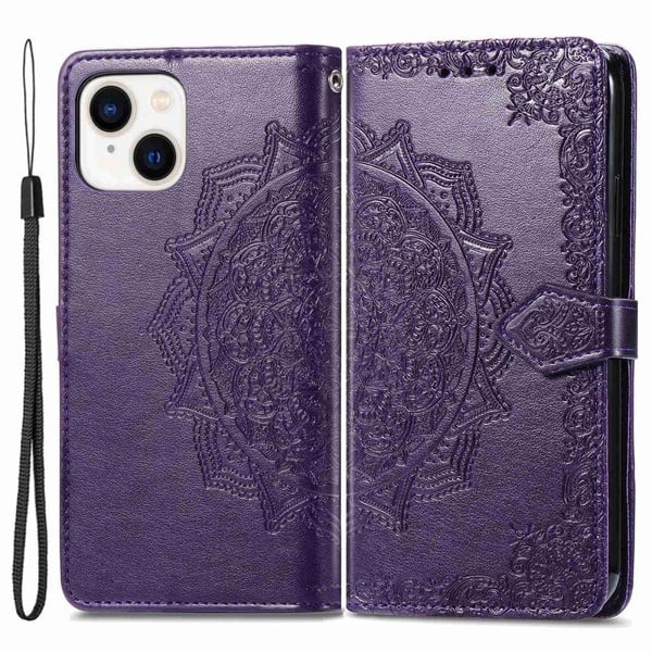 Mandala iPhone 14 Plus Läppäkotelo - Violetti