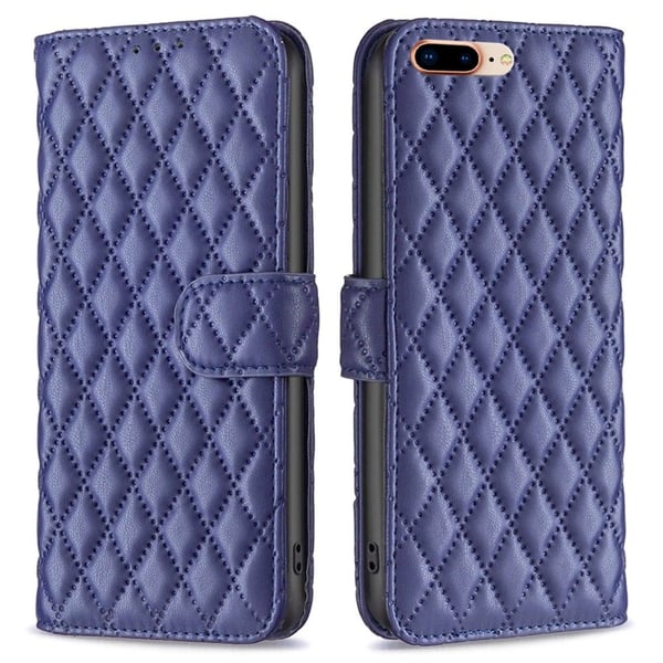 Rhombus mat iPhone 7 Plus flip etui - Blå Rhombus mat iPhone 7 Plus flip etui - Blå
