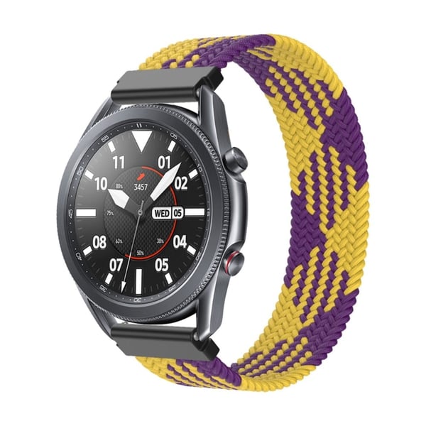 Samsung Galaxy Watch 3 (45 mm) elastisk klokkerem i nylon - Gul / Lilla Størrelse: M