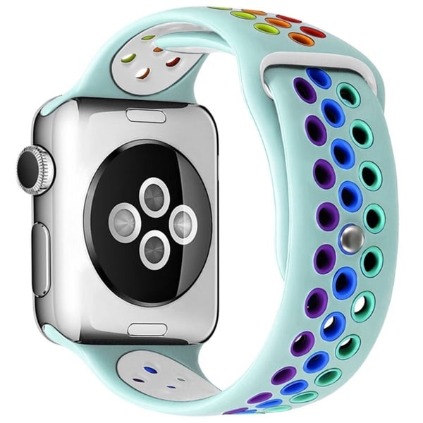 Apple Watch (45mm) regnbuefarvet silikone-urrem i to farver - Babyblå Apple Watch (45mm) regnbuefarvet silikone-urrem i to farver - Babyblå