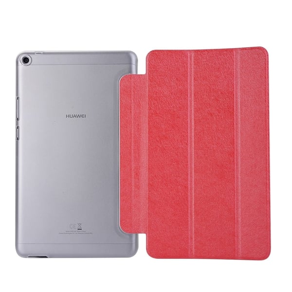 Huawei Mediapad T3 8.0 Silk Tekstur PU Lær Flip Etui - Rød