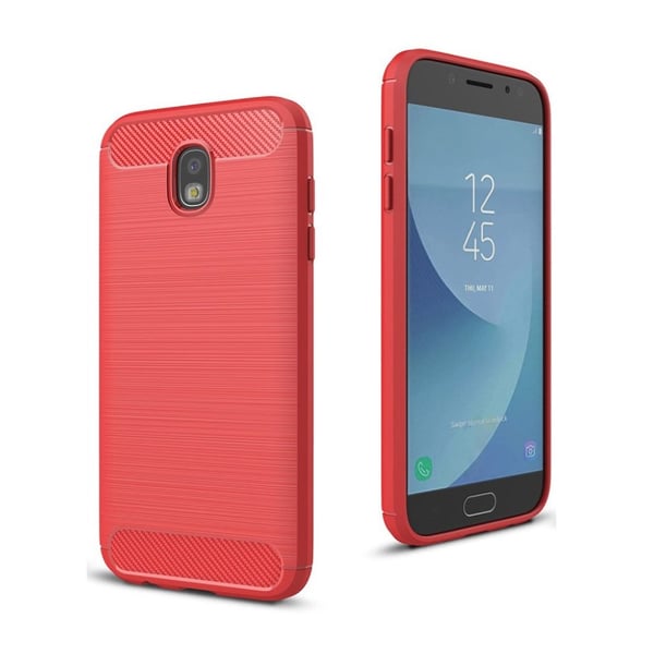 Samsung Galaxy J7 (2017) Skal med unikt kolfiber design - Röd