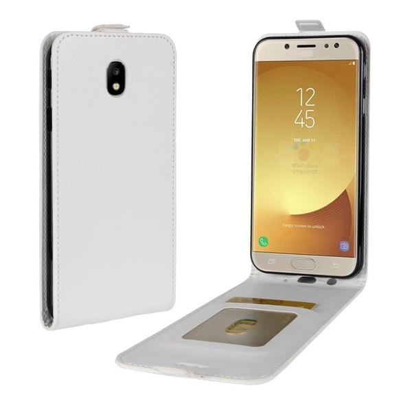 Samsung Galaxy J7 (2017) Enfärgat flipfodral i läder - Vit