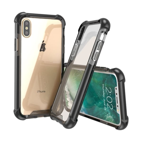 iPhone X krystalklart TPU hybrid etui - Sort