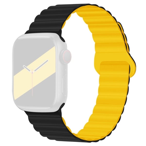 Apple Watch (41mm) silikoninen magneettilukollinen kellonhihna - Musta / Keltainen
