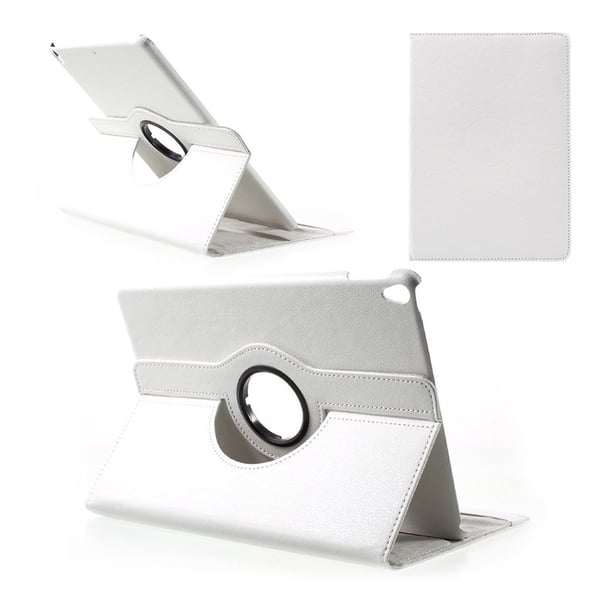 iPad Pro 10.5 Litchi Korn 360 Roterende Stand PU Lær Flip Etui - Hvit