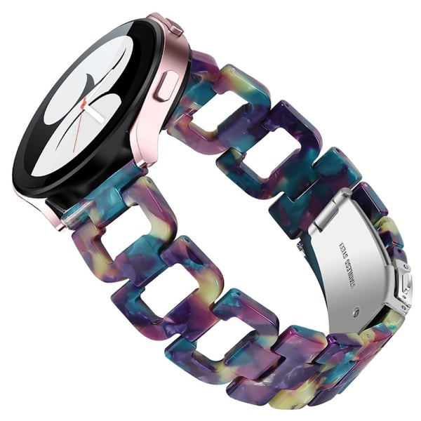 Klockarmband i harts med spänne i rostfritt stål för Samsung Galaxy Watch 4 - Lila / Grön Klockarmband i harts med spänne i rostfritt stål för Samsung Galaxy Watch 4 - Lila / Grön