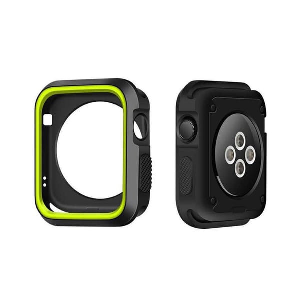 Apple tofarget klokke ramme 42 mm laget av silikon - Svart og grønn Apple tofarget klokke ramme 42 mm laget av silikon - Svart og grønn
