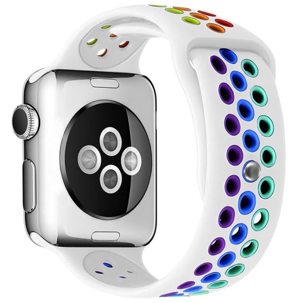 Apple Watch (41mm) kaksivärinen sateenkaari-silikoni ranneke - Valkoinen