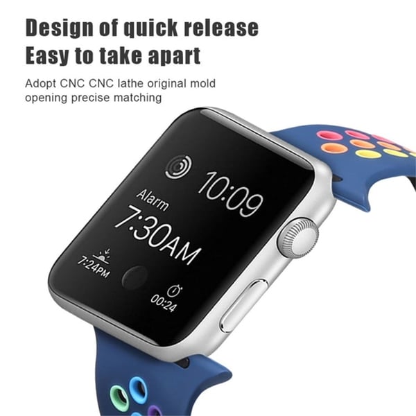 Apple Watch (41mm) kaksivärinen sateenkaari-silikoni ranneke - Valkoinen