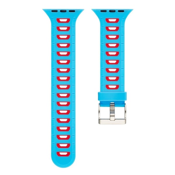 Apple Watch 42mm to-farvet silikone cover - Mørkeblå/rød