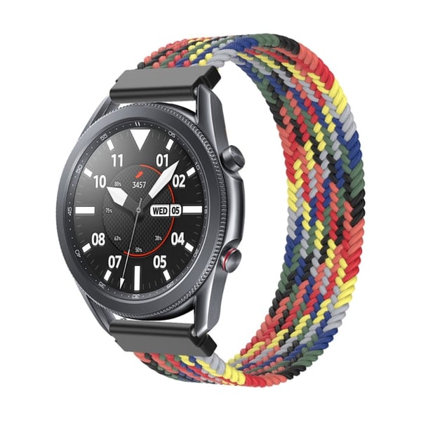 Samsung Galaxy Watch 3 (45 mm) elastisk nylon-urrem - Farverig Grå Størrelse: L Samsung Galaxy Watch 3 (45 mm) elastisk nylon-urrem - Farverig Grå Størrelse: L