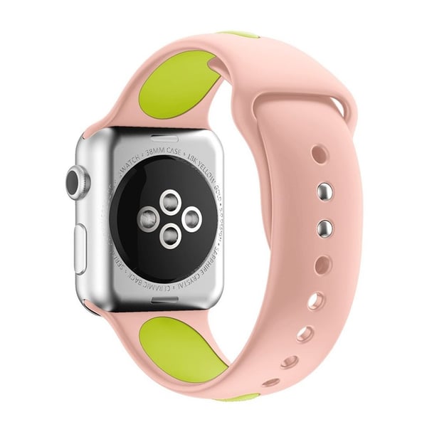 Apple Watch 38mm Silikone rem - Lyserød/grøn Apple Watch 38mm Silikone rem - Lyserød/grøn