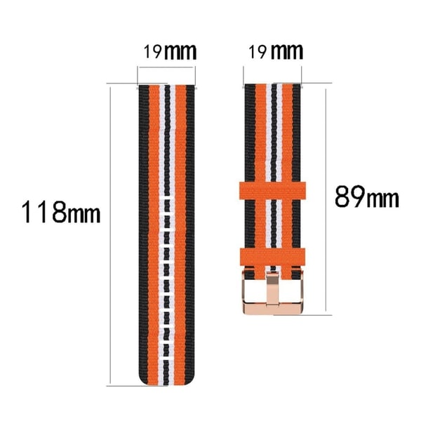 19 mm nylon-urrem til Haylou / Noise / Willful-ur - Sort / Sort