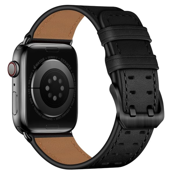 Apple Watch (41mm) urrem i ægte læder - Sort Apple Watch (41mm) urrem i ægte læder - Sort