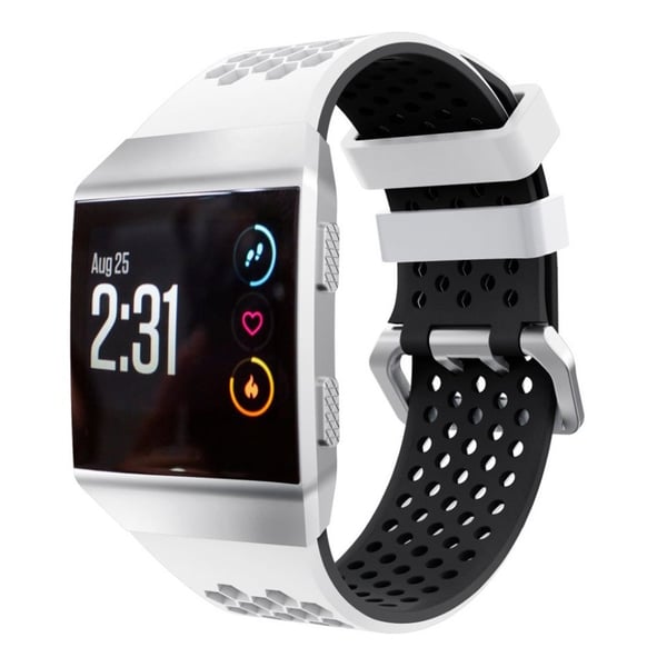 Fitbit Ionic To-farvet silikone rem - Hvid/sort Fitbit Ionic To-farvet silikone rem - Hvid/sort