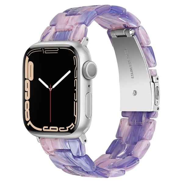Apple Watch (45 mm) urrem i resin-stil - Lilla / Lyserøde Blomster
