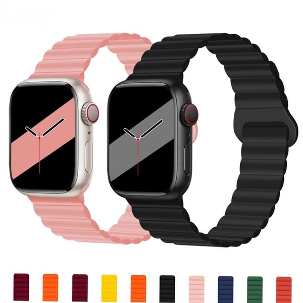 Apple Watch (45 mm) urrem med magnetisk lås i silikone - Rød