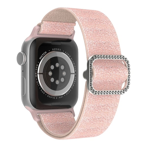 Apple Watch (41 mm) urrem i syet nylon med spænde i rhinestone - Lyserød Apple Watch (41 mm) urrem i syet nylon med spænde i rhinestone - Lyserød