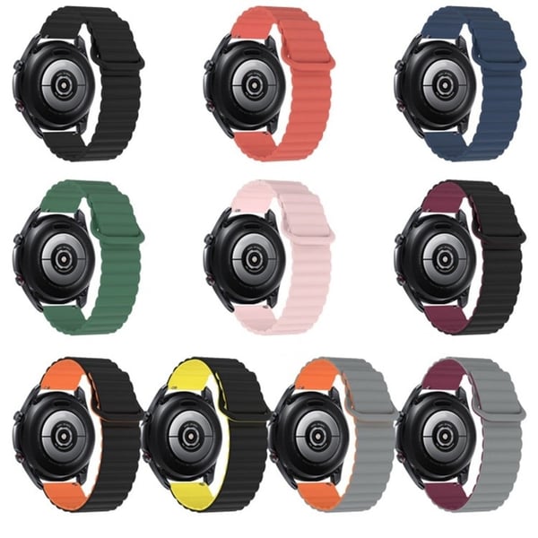 22 mm universal klockarmband i silikon - Svart / Vinröd