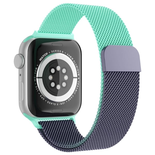 Apple Watch (45mm) gradient milanese fine mesh klockarmband - Gradient Cyan / Mörkgrå Apple Watch (45mm) gradient milanese fine mesh klockarmband - Gradient Cyan / Mörkgrå