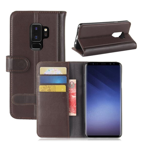 Samsung Galaxy S9 Plus Etui laget av split lær og silikon - Brun