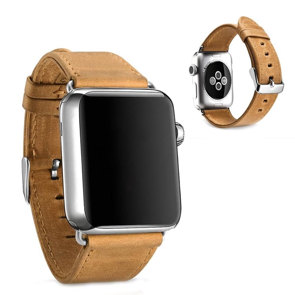 iCarer Crazy Horse Apple Watch Series 5 40mm ægte læder urrem - LightBrown iCarer Crazy Horse Apple Watch Series 5 40mm ægte læder urrem - LightBrown